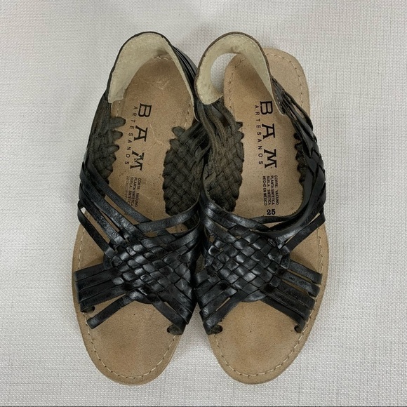 BAM Artesanos size 8 (Mexico 25) Handmade Black Leather Sandals - Picture 3 of 9